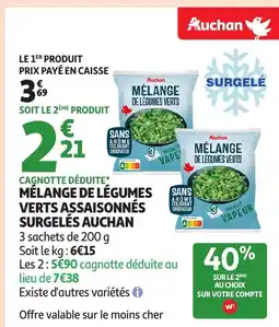 Auchan AUCHAN Mélange de légumes verts assaisonnés surgelés offre