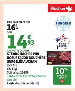 Auchan AUCHAN Steaks hachés pur boeuf façon bouchere pur bœuf surgelés offre