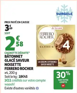 Auchan FERRERO ROCHER Bâtonnet glacé saveur noisette offre
