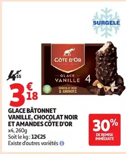 Auchan CÔTE D'OR Glace vanille vanille, chocolat noir et amandes offre