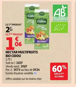 Auchan CIDOU Nectar multifruits bio offre