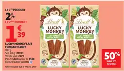 Auchan LINDT Lucky monkey lait fondant offre