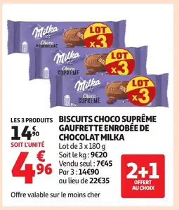 Auchan MILKA choco suprême gaufrette enrobée de chocolat offre