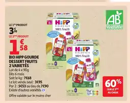 Auchan Bio hipp gourde dessert fruits dessert fruits 2 varietés offre