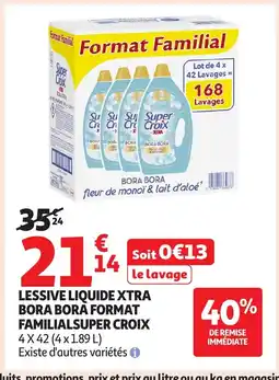 Auchan SUPER CROIX Lessive liquide xtra bora bora format familial super offre