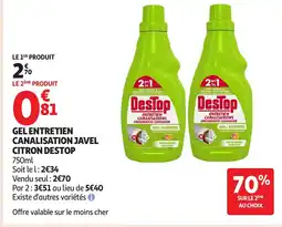 Auchan DESTOP Gel entretien canalisation javel citron offre