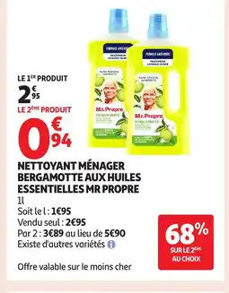 Auchan MR PROPRE Nettoyant ménager bergamotte aux huiles essentielles offre