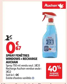 Auchan AUCHAN Spray fenêtres windows + recharge offre