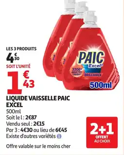 Auchan PAIC EXCEL Liquide vaisselle offre