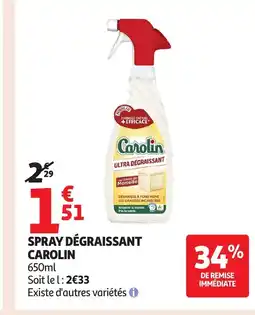 Auchan CAROLIN Spray dégraissant offre