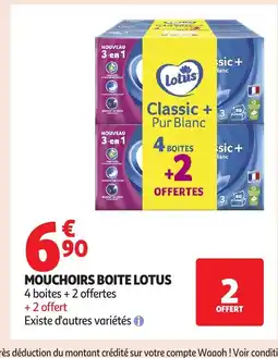 Auchan LOTUS Mouchoirs boite offre