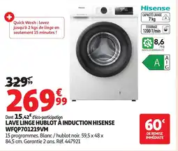Auchan HISENSE Lave linge hublot à induction wfqp701219vm offre