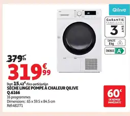 Auchan QILIVE Sèche linge pompe à chaleur q.6166 offre