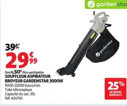 Auchan GARDENSTAR Souffleur aspirateur broyeur 3000w offre