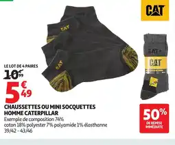 Auchan Chaussettes ou mini socquettes homme caterpillar offre