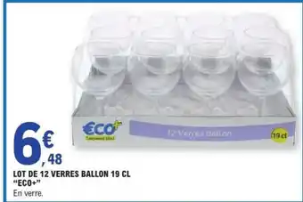 E.Leclerc LOT DE 12 VERRES BALLON 19 CL ECO+ offre