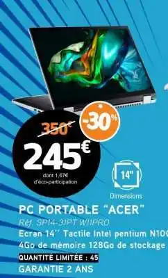 E.Leclerc PC PORTABLE Acer offre