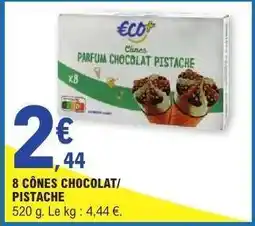 E.Leclerc 8 CÔNES CHOCOLAT/PISTACHE offre