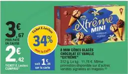 E.Leclerc 8 MINI CÔNES GLACÉS CHOCOLAT ET VANILLE “EXTRÊME” offre