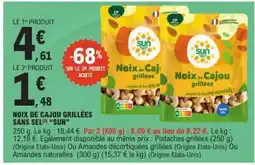 E.Leclerc NOIX DE CAJOU GRILLÉES SANS SEL/“SUN” offre