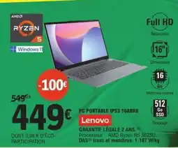 E.Leclerc PC PORTABLE IPS3 16ABR8 offre