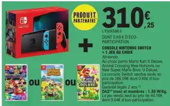 E.Leclerc CONSOLE NINTENDO SWITCH + 1 JEU AU CHOIX offre