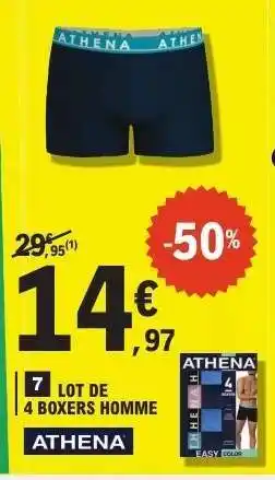 E.Leclerc ATHENA LOT DE 4 BOXERS HOMME offre