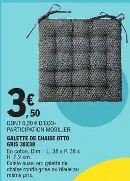 E.Leclerc GALETTE DE CHAISE OTTO GRIS 38X38 offre