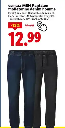 Lidl Esmara MEN Pantalon molletonné denim homme offre
