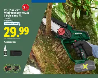 Lidl PARKSIDE Mini-tronçonneuse à bois sans fil offre