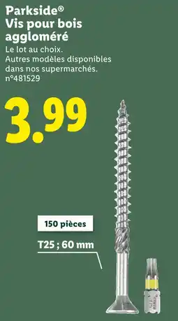 Lidl Parkside Vis pour bois aggloméré offre