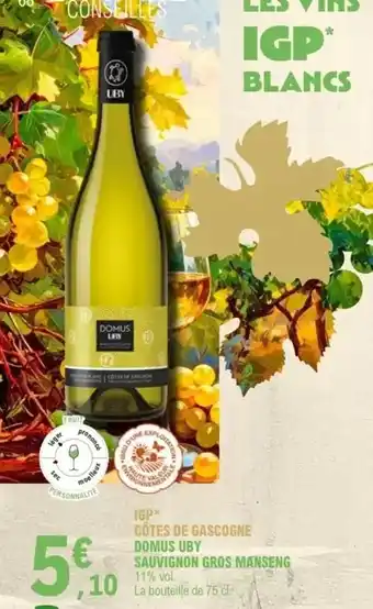 E.Leclerc Uby - côtes de gascogne domus sauvignon gross marineng offre