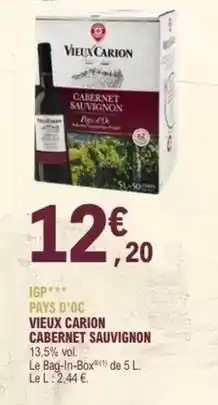 E.Leclerc Vieux carion cabernet sauvignon offre