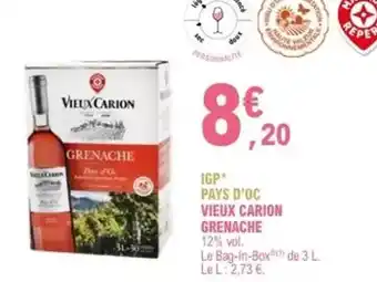 E.Leclerc Igp pays d'oc vieux carion grenache offre