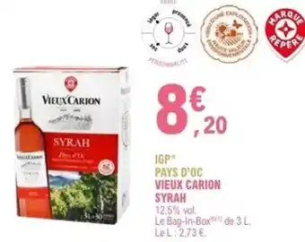 E.Leclerc Igp pays d'oc vieux carion syrah offre
