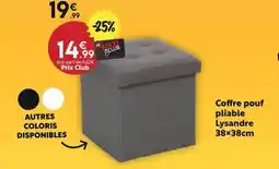 Maxi Bazar Coffre pouf pliable lysandre 38x38cm offre
