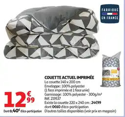 Auchan Couette actuel imprimée offre