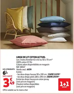 Auchan ACTUEL Linge de lit coton offre