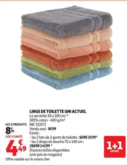 Auchan ACTUEL Linge de toilette uni offre