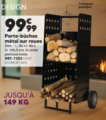 Shopix Porte-bûches métal sur roues offre