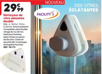 Nettoyeur de vitre aimantée double