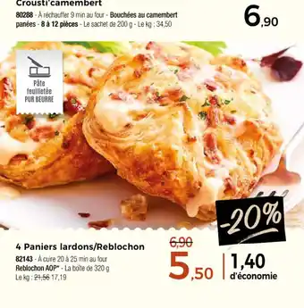 Thiriet 4 Paniers lardons / Reblochon offre