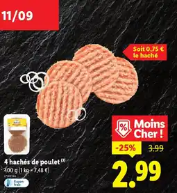 Lidl 4 hachés de poulet offre