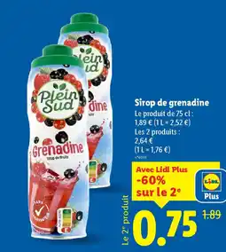Lidl PLEIn SUD Sirop de grenadine offre