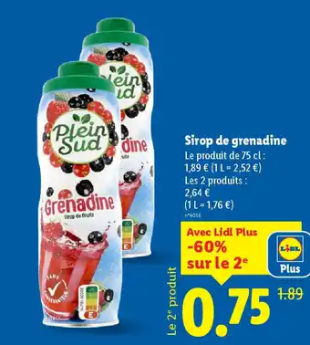 Lidl PLEIn SUD Sirop de grenadine offre