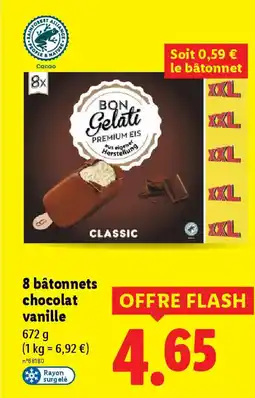 Lidl 8 bâtonnets chocolat vanille offre