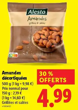 Lidl ALESTOI Amandes décortiquées offre