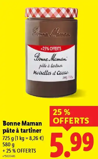 Lidl BONNE MAMAN pâte à tartiner offre