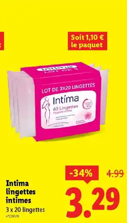 Lidl INTIMA lingettes intimes offre