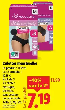 Lidl Culottes menstruelles offre